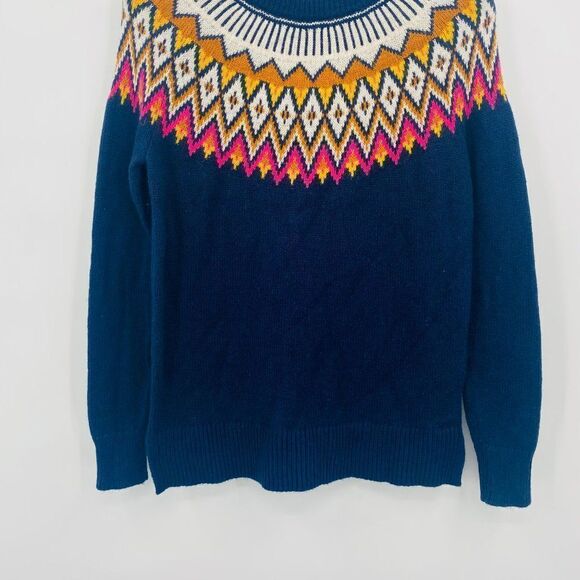 Old Navy Size XS Navy Blue Chevron Cozy Knit Soft Long Sleeve Crewneck Sweater - Picture 3 of 6